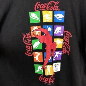 Coca Cola Nagano 1998 Olympics Black T shirt Tee Mens Size Medium Vintage Coke
